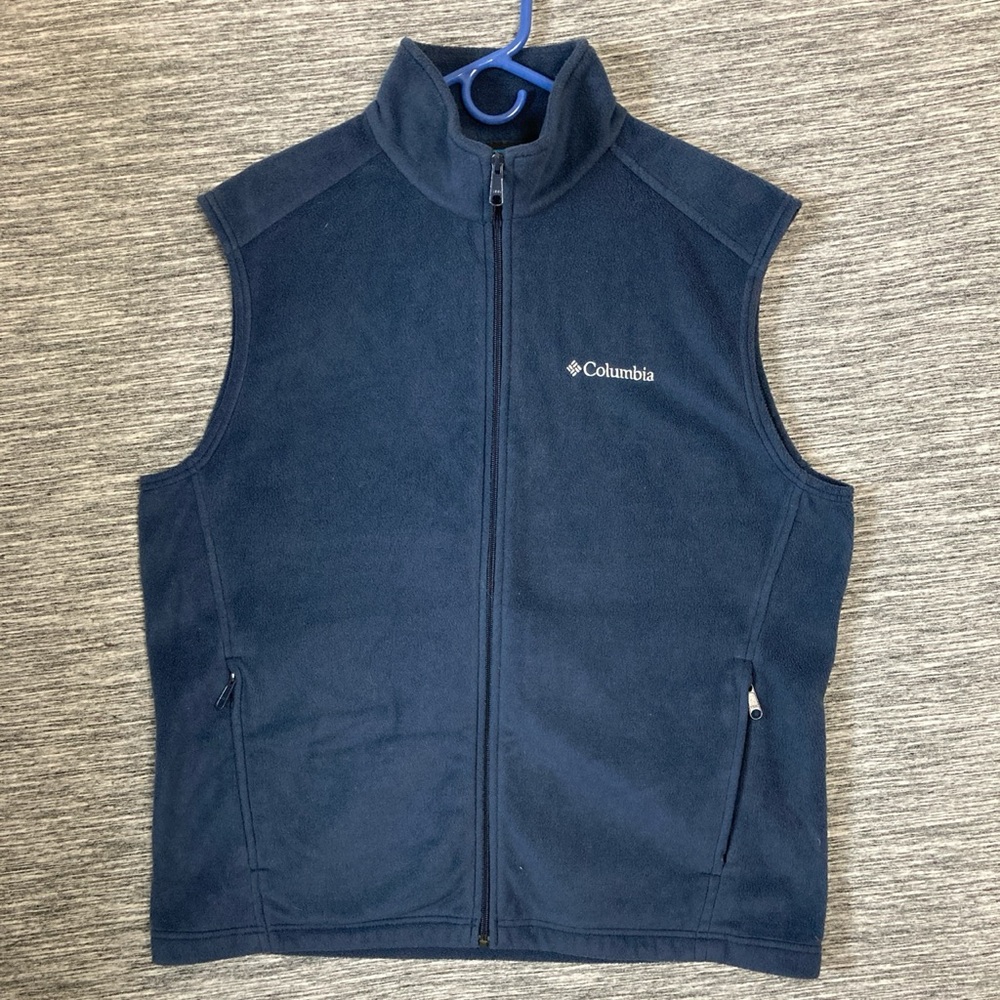 Columbia Men’s NavyBlue MockNeck Fleece Sleeveless Full Zip Vest